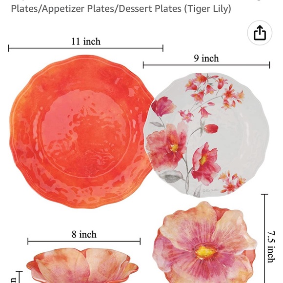 New Tiger Lily plates 4 pack 7.5 in - Picture 3 of 5